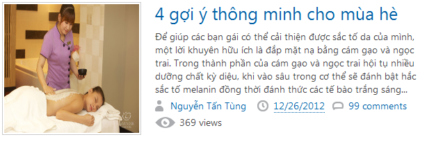 Phần giới thiệu bài viết trên trang chủ